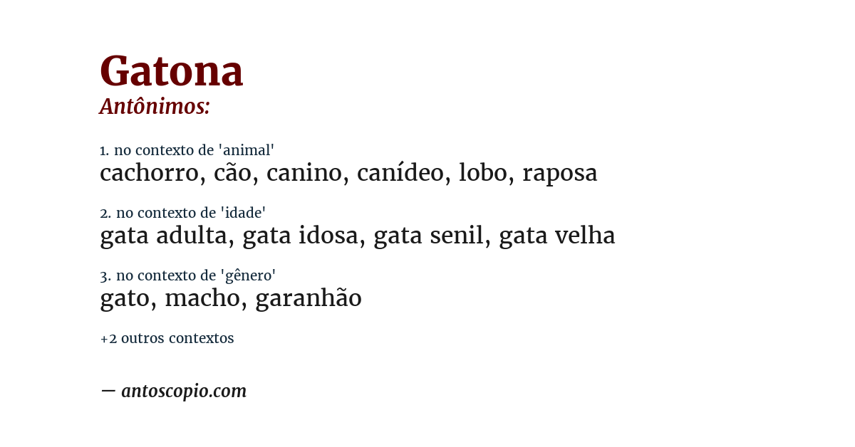 Antônimo de gatona