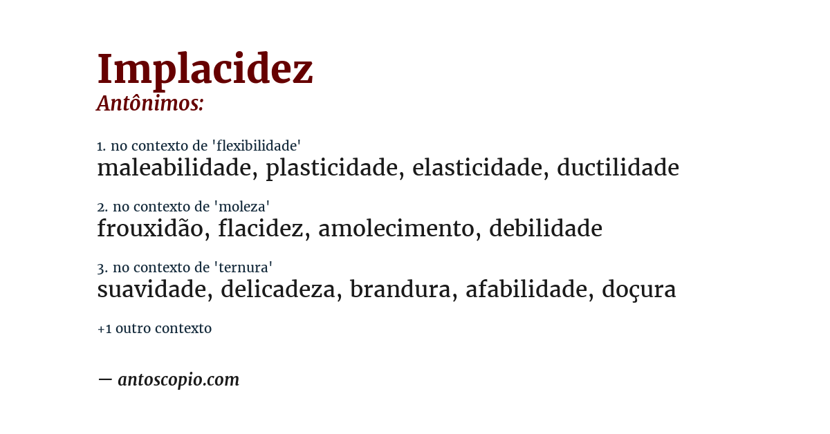 Antônimo de implacidez