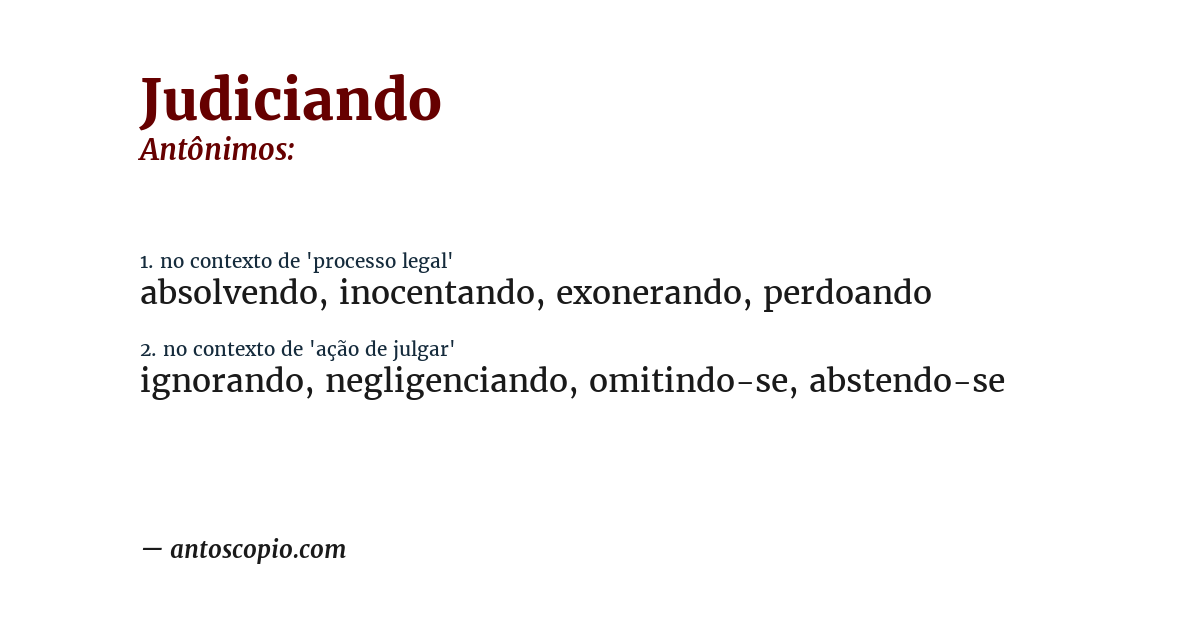 Antônimo de judiciando