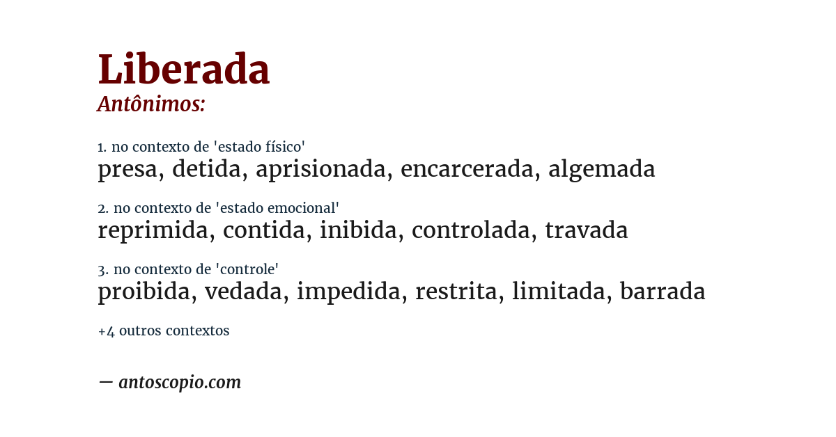 Antônimo de liberada
