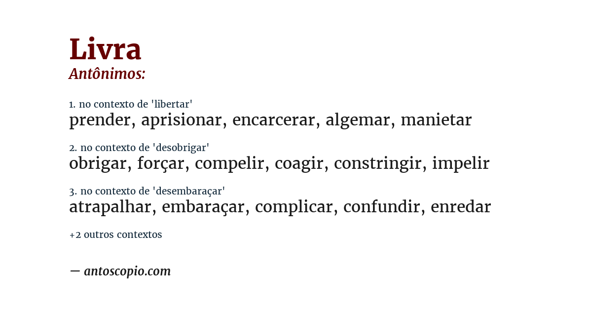 Antônimo de livra
