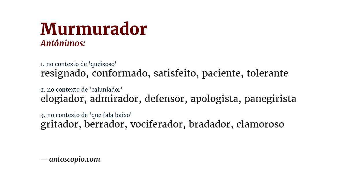 Antônimo de murmurador
