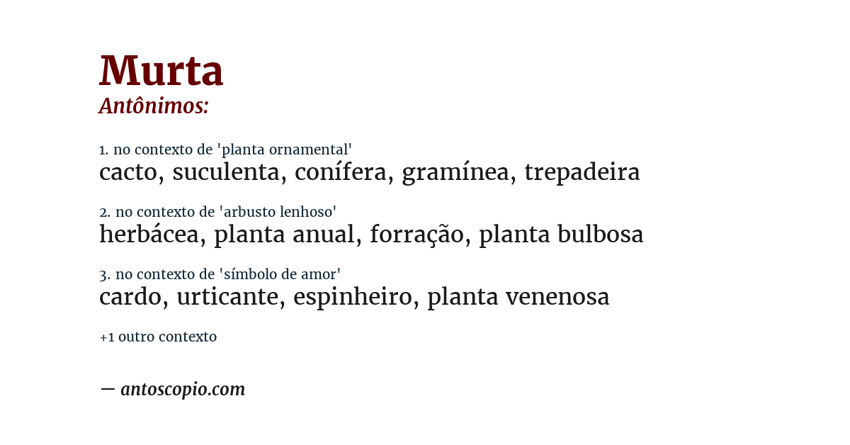 Antônimo de murta