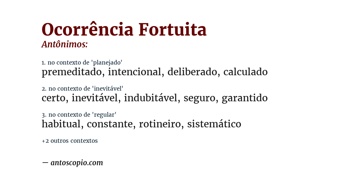Antônimo de ocorrência fortuita