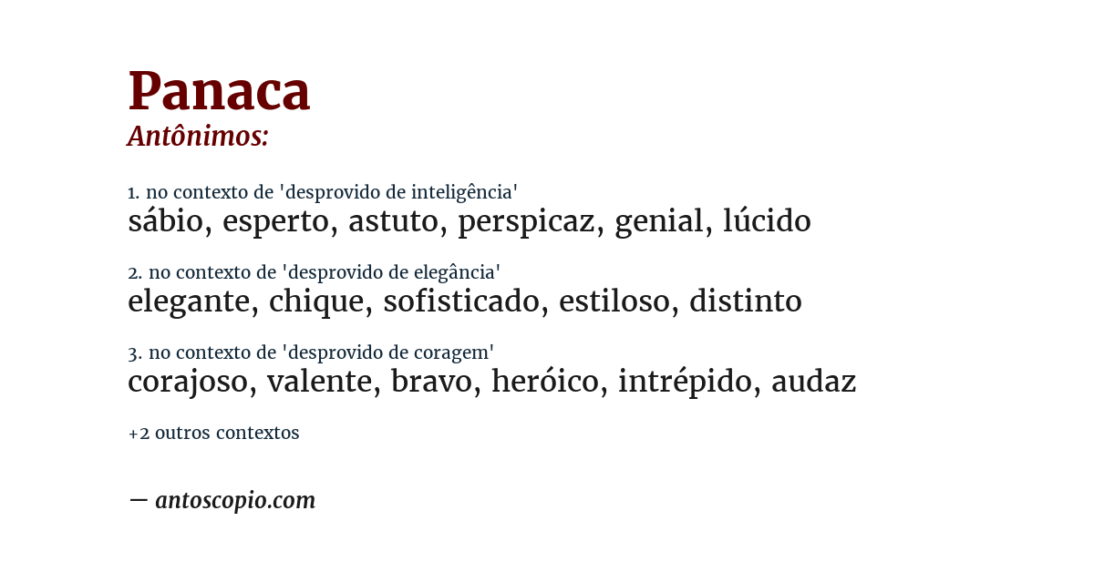 Antônimo de panaca