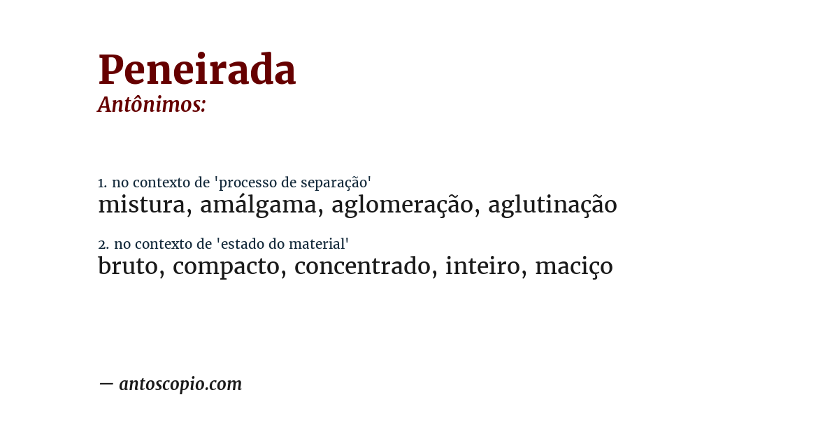 Antônimo de peneirada