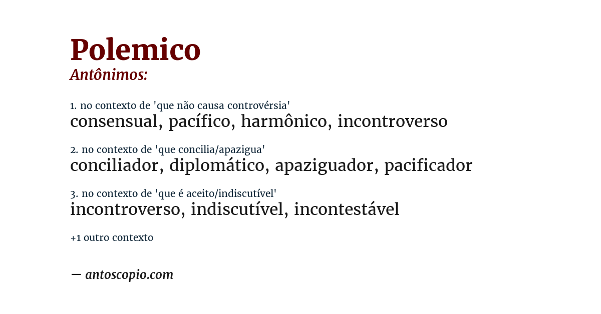 Antônimo de polemico