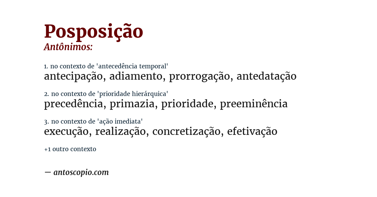 Antônimo de posposição