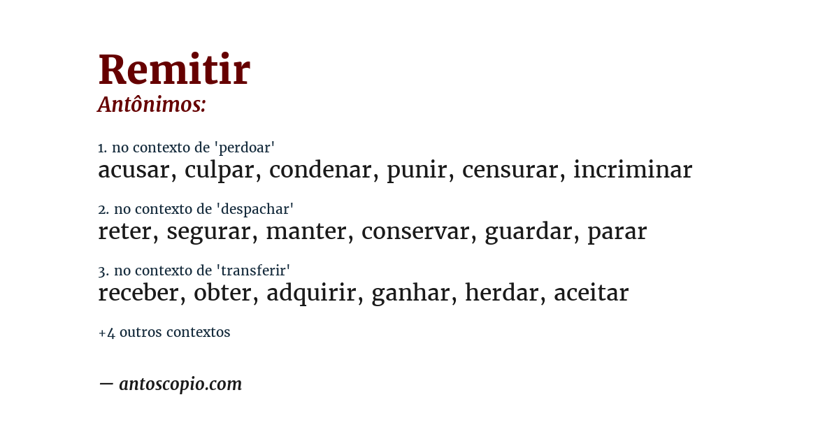 Antônimo de remitir