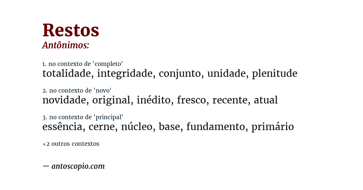 Antônimo de restos