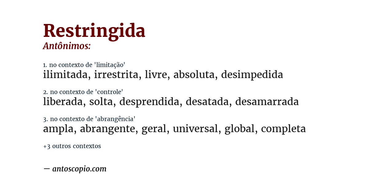 Antônimo de restringida