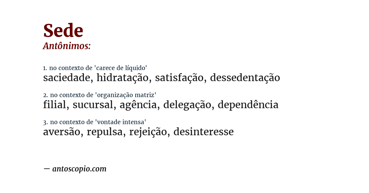 Antônimo de sede
