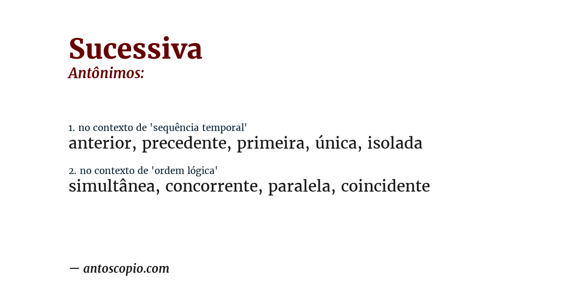 Antônimo de sucessiva