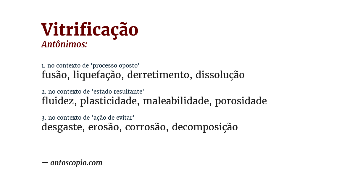 Antônimo de vitrificação