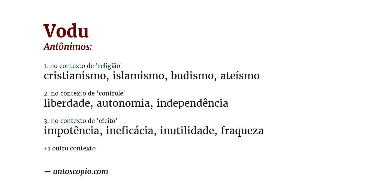 Antônimo de vodu