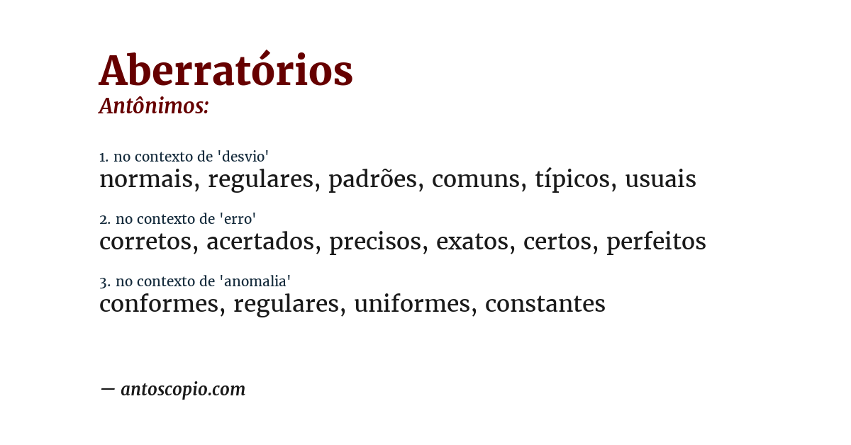 Antônimo de aberratórios
