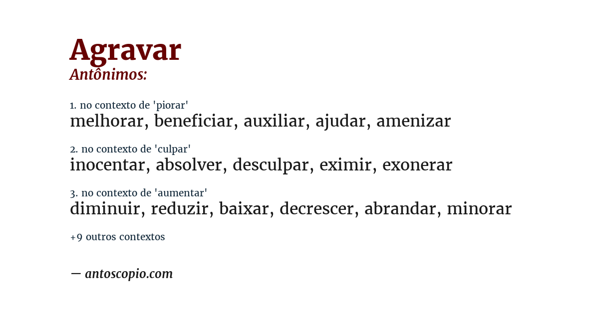Antônimo de agravar