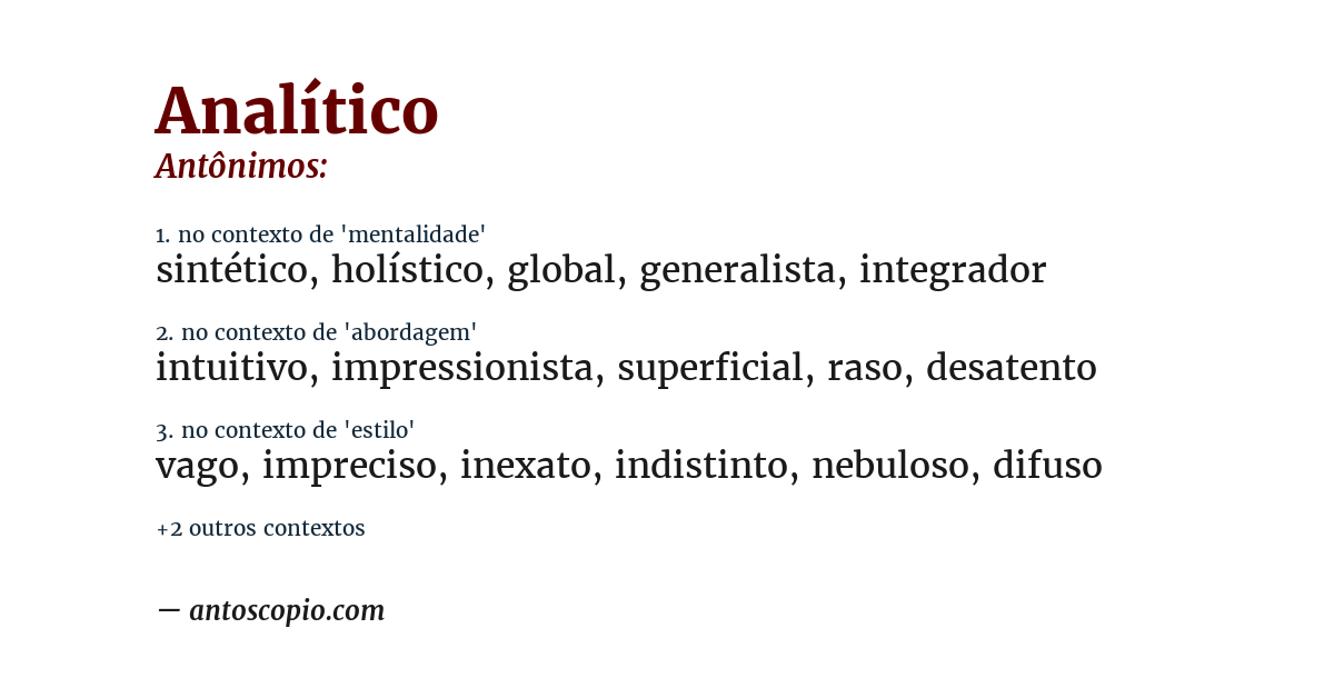 Antônimo de analítico