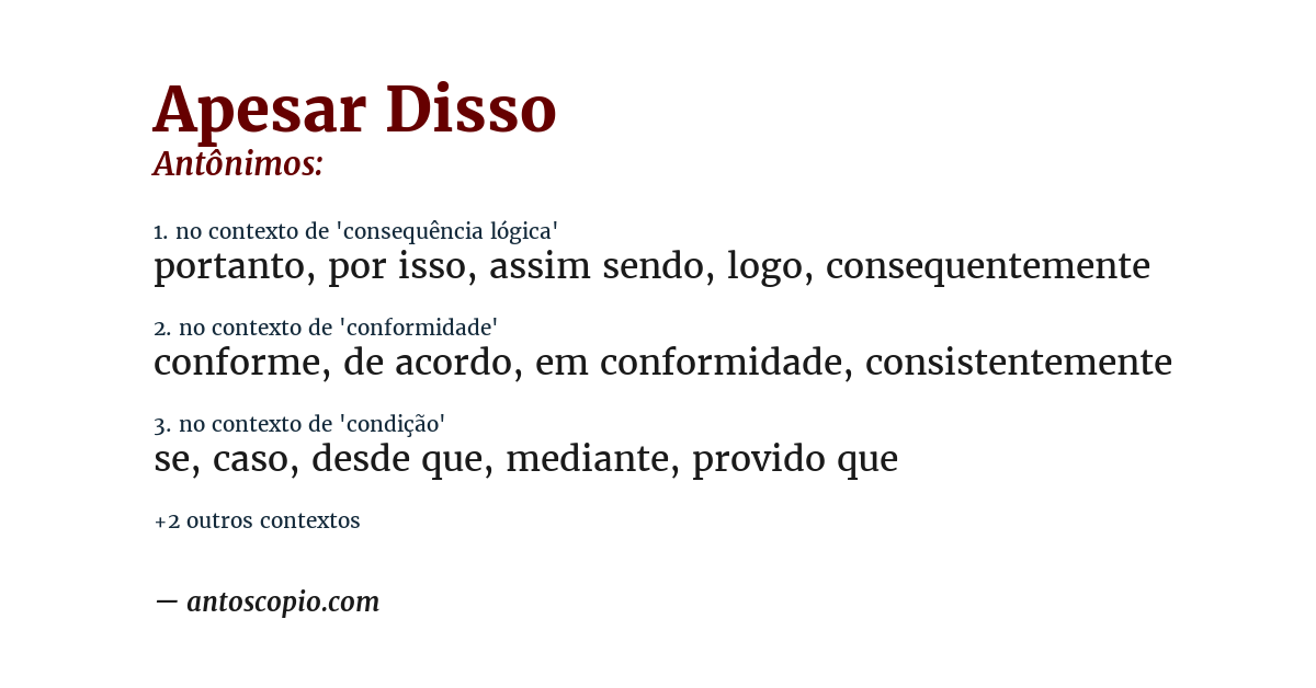 Antônimo de apesar disso