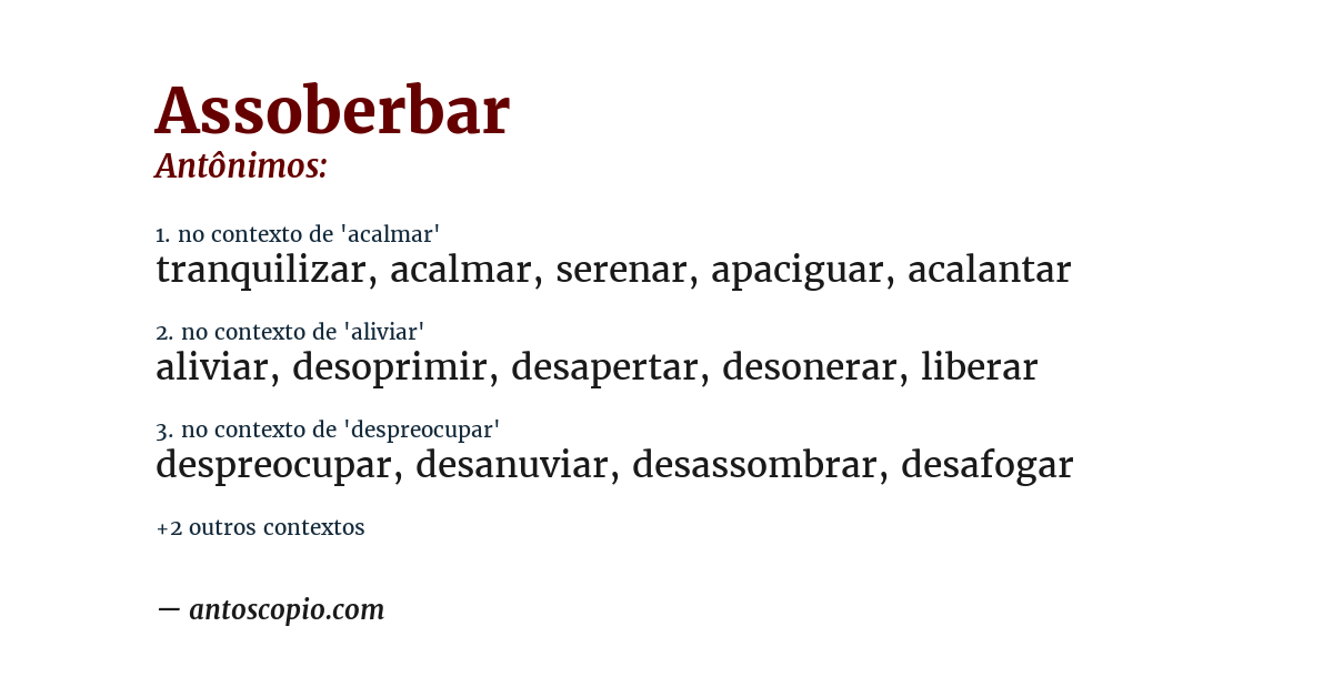 Antônimo de assoberbar