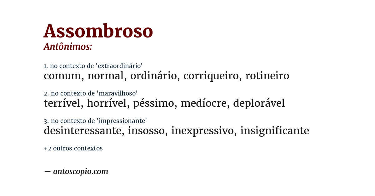 Antônimo de assombroso