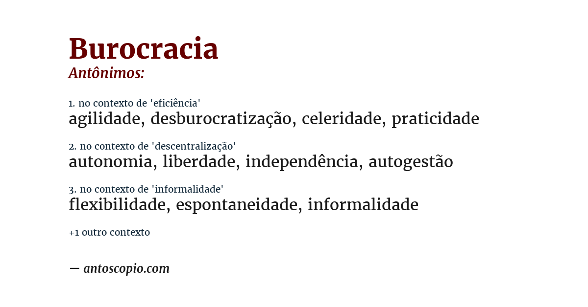 Antônimo de burocracia