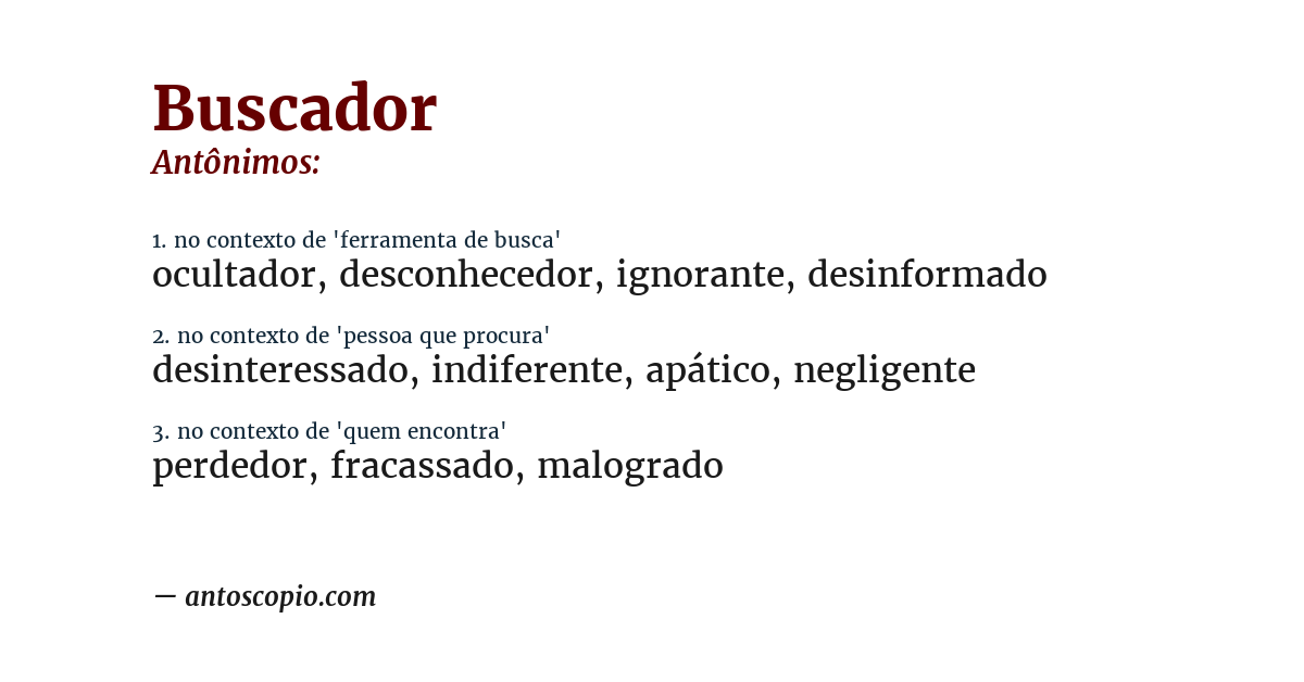 Antônimo de buscador