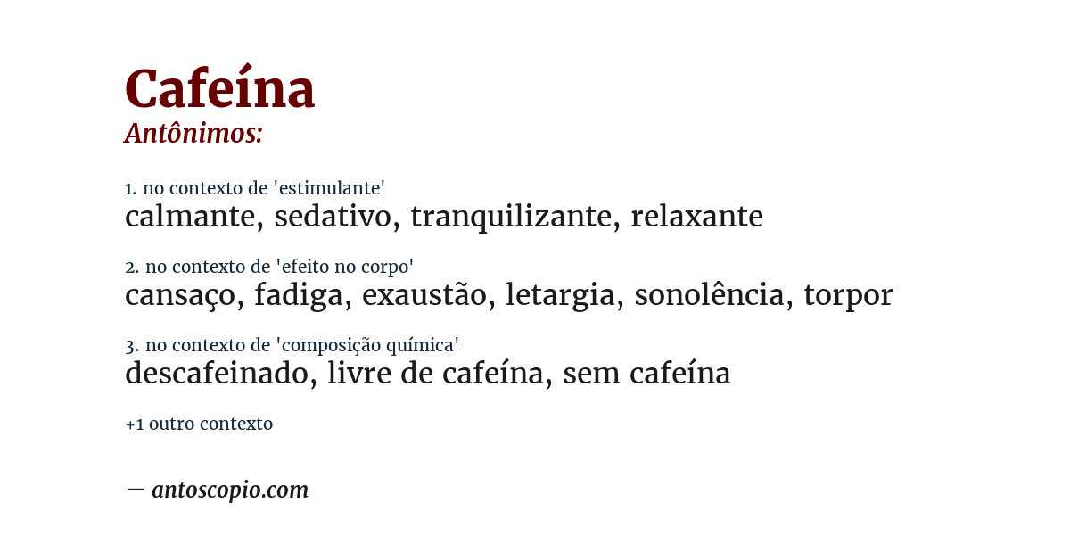Antônimo de cafeína