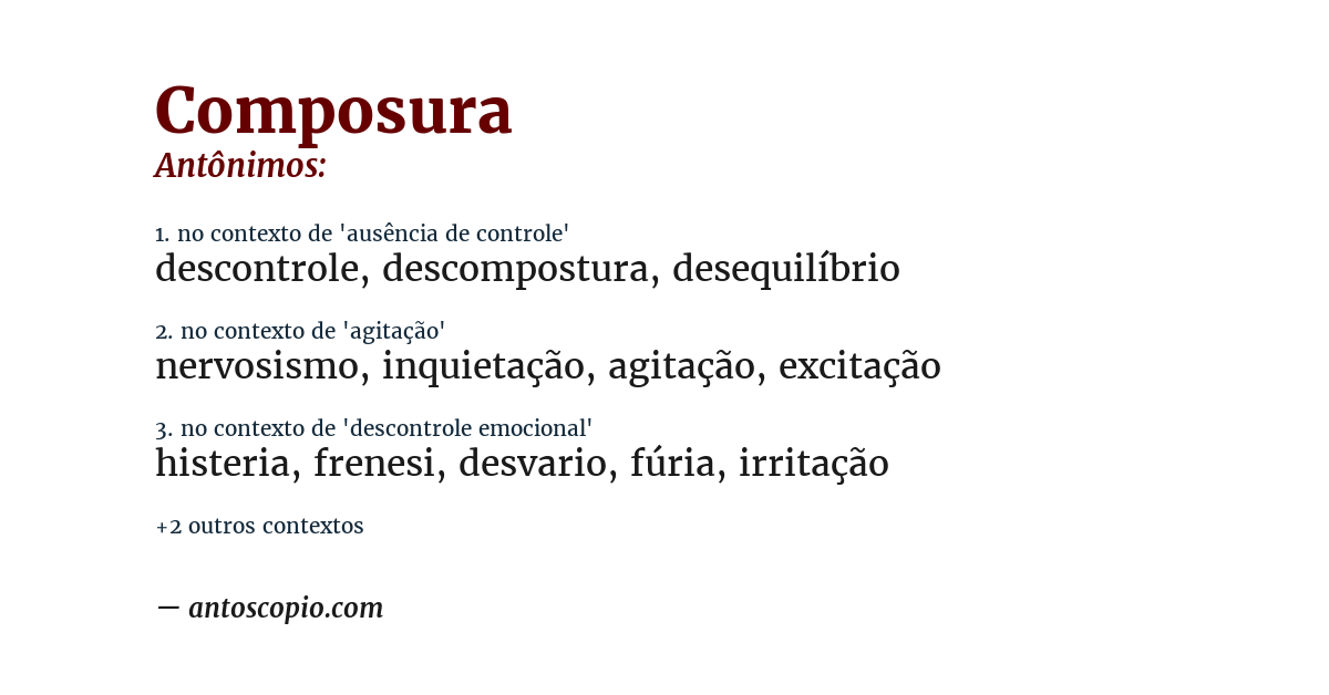 Antônimo de composura