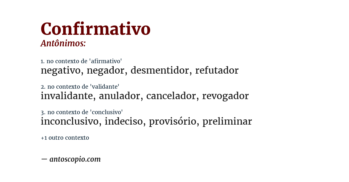 Antônimo de confirmativo