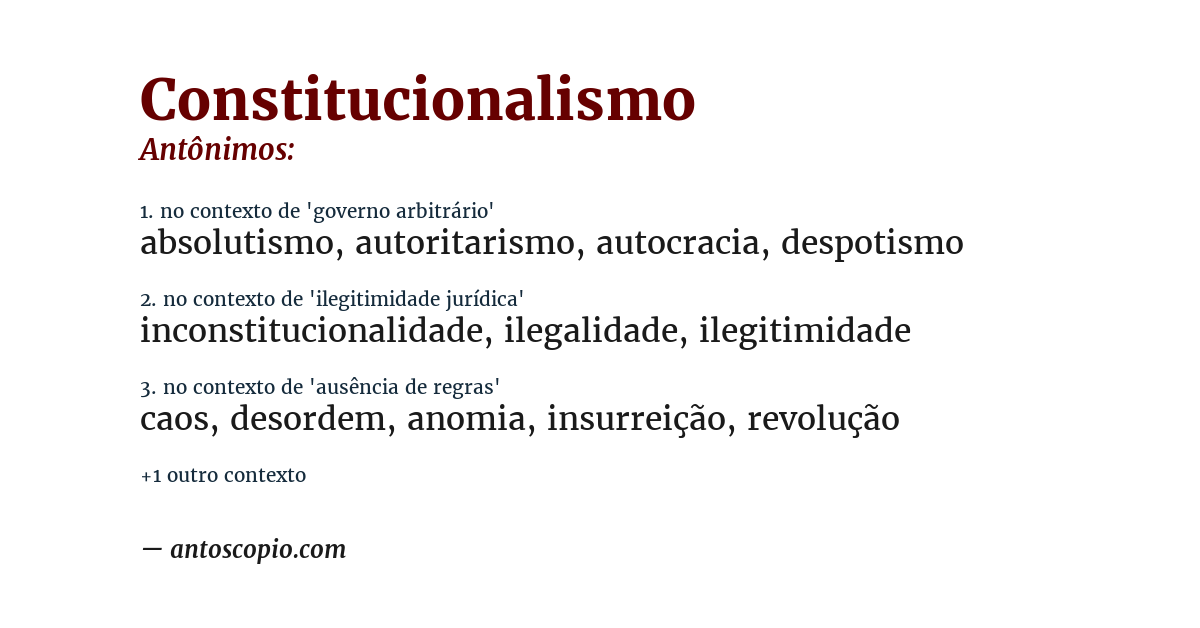 Antônimo de constitucionalismo