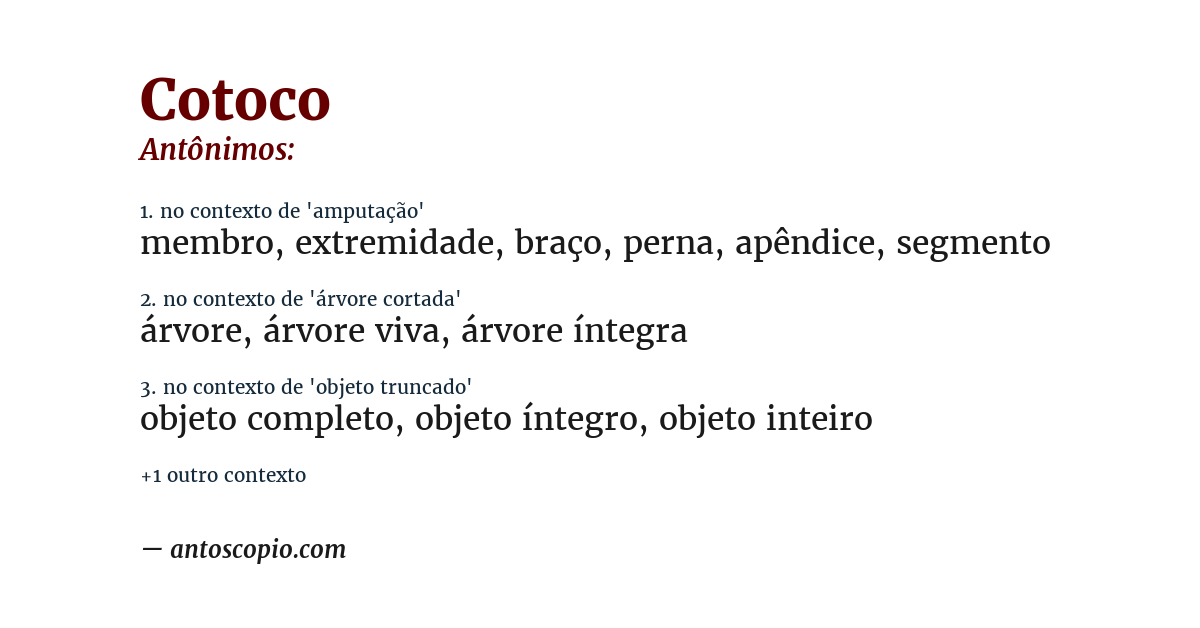 Antônimo de cotoco