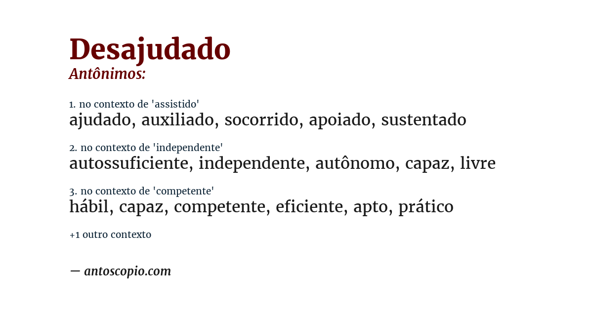 Antônimo de desajudado