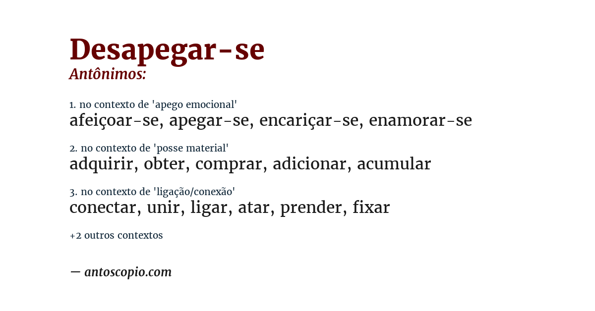 Antônimo de desapegar-se