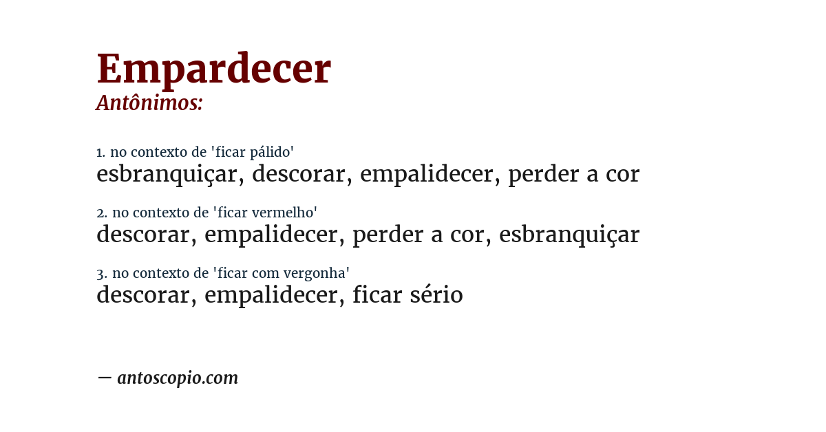 Antônimo de empardecer