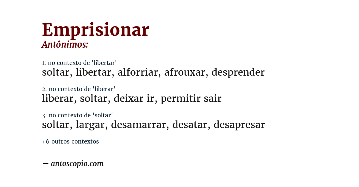 Antônimo de emprisionar