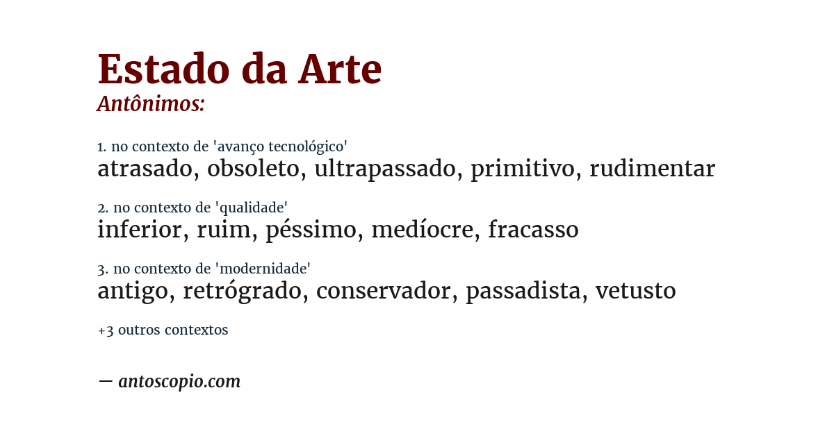 Antônimo de estado da arte