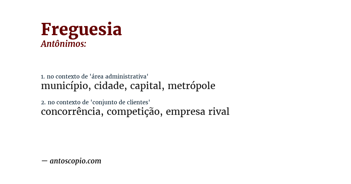 Antônimo de freguesia