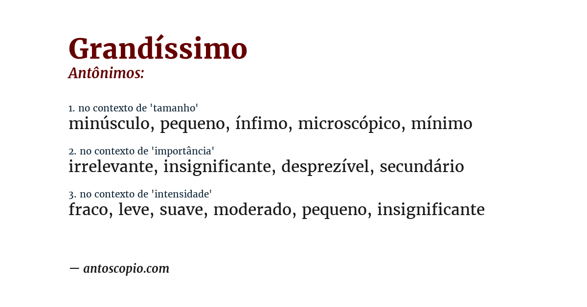 Antônimo de grandíssimo