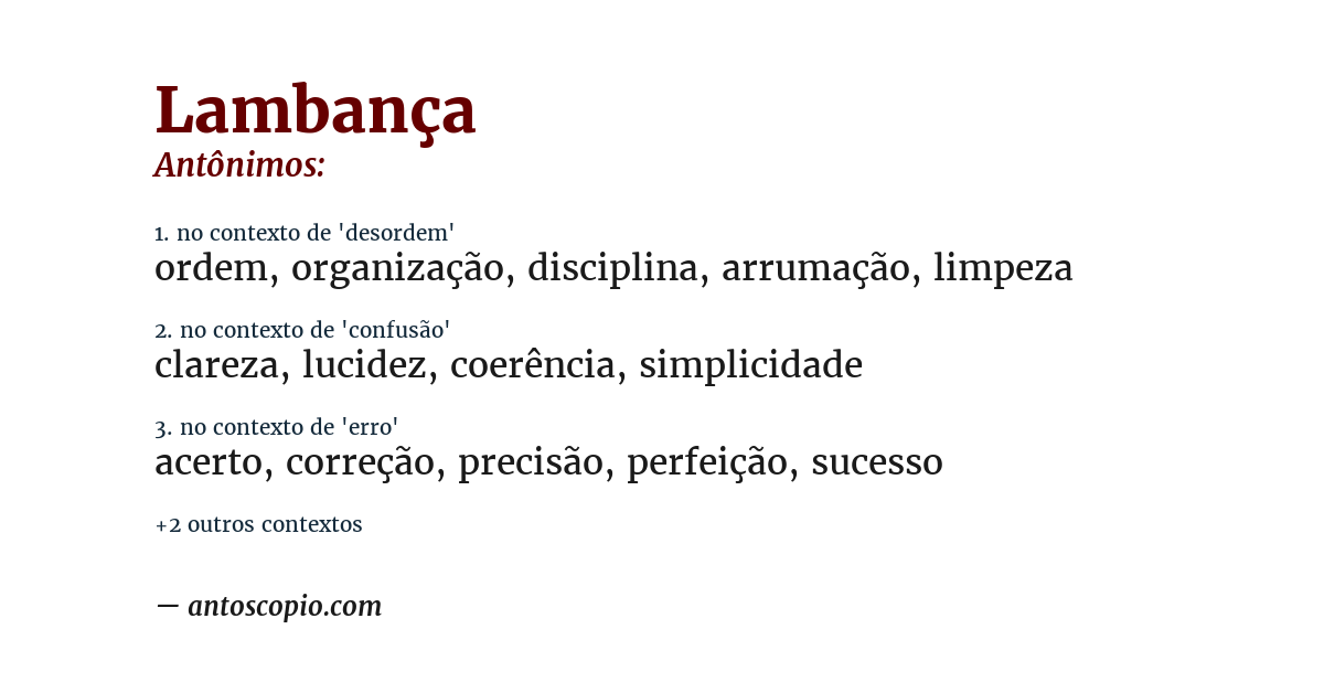 Antônimo de lambança