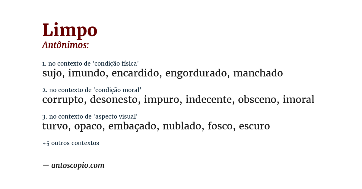 Antônimo de limpo