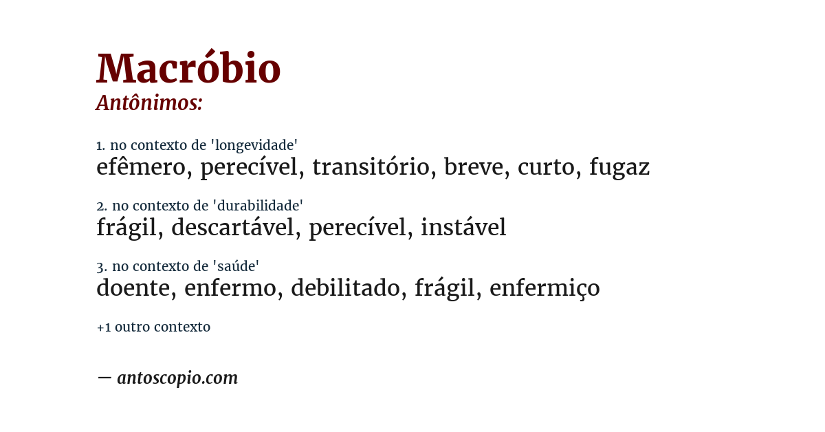 Antônimo de macróbio