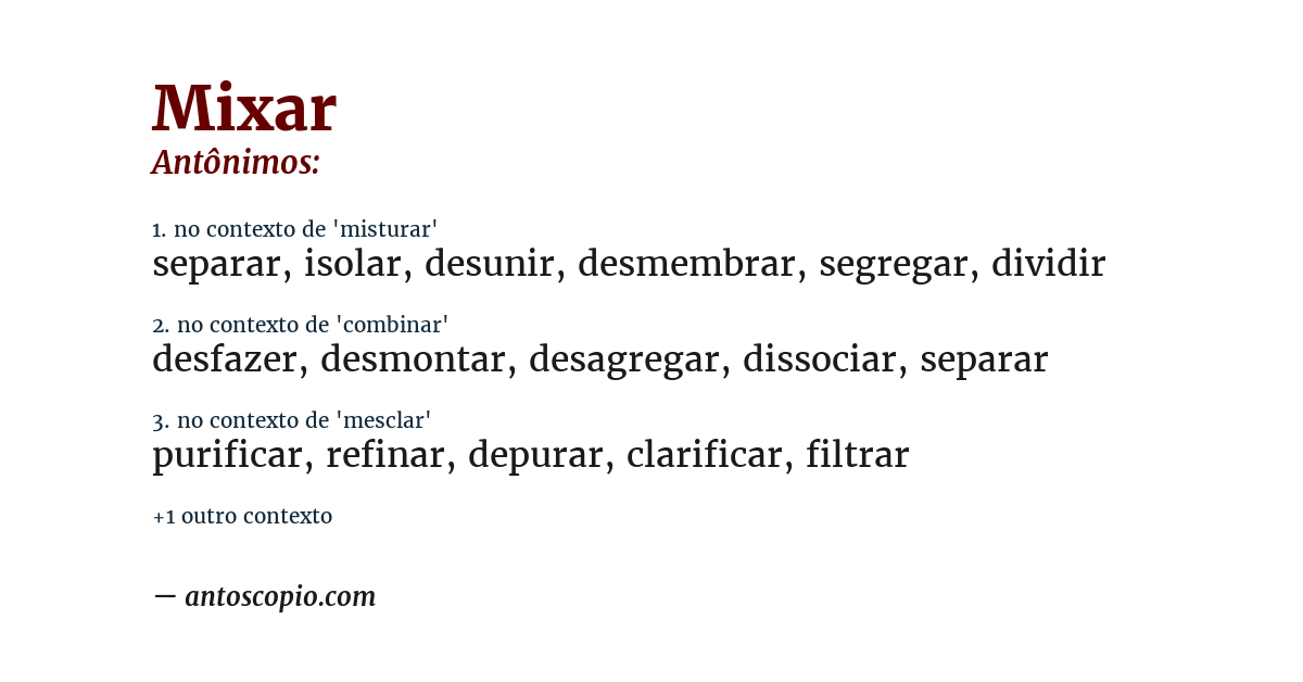 Antônimo de mixar