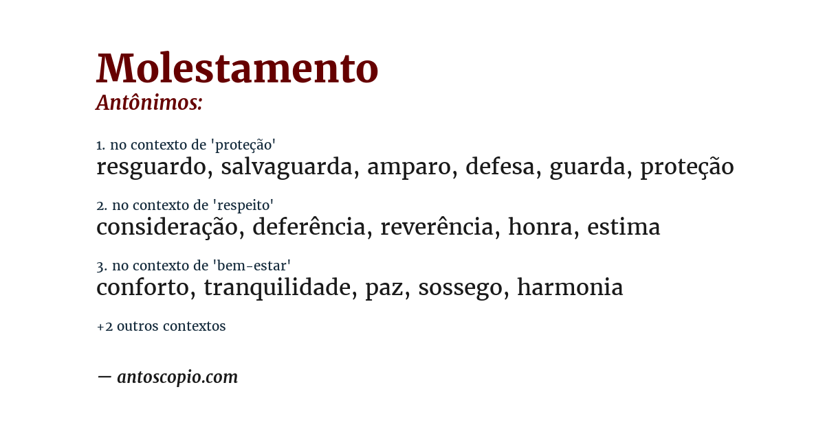 Antônimo de molestamento