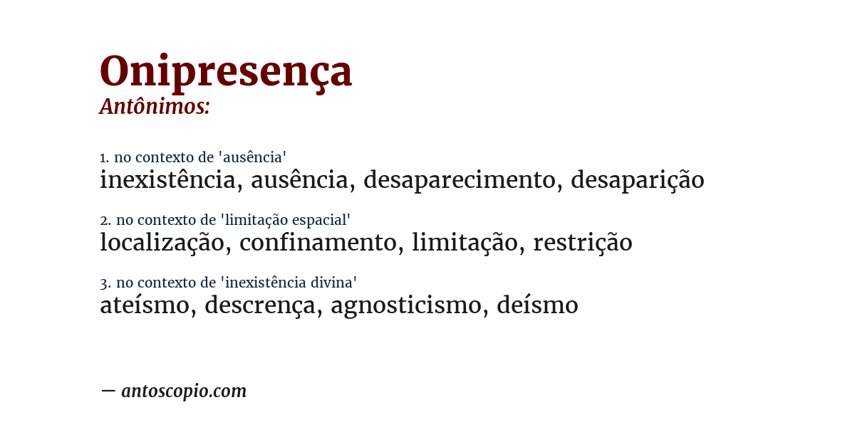 Antônimo de onipresença