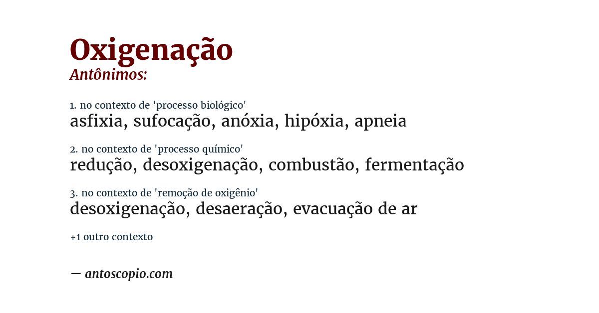 Antônimo de oxigenação