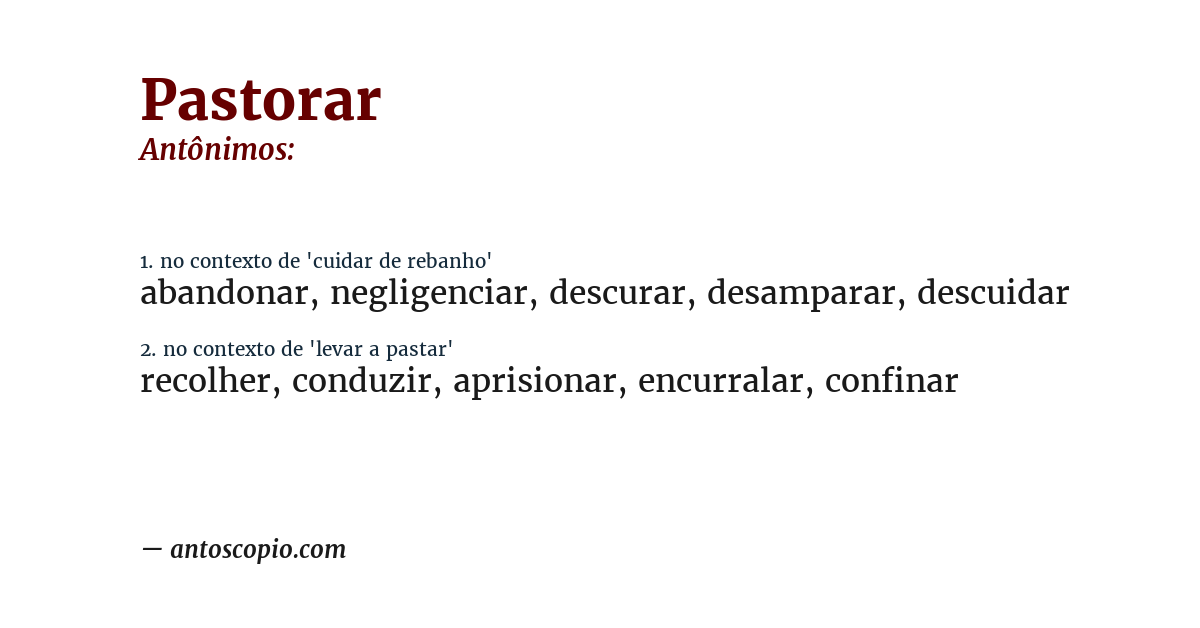 Antônimo de pastorar
