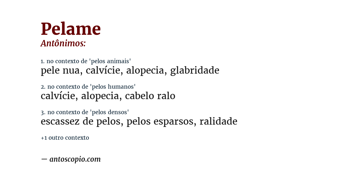 Antônimo de pelame