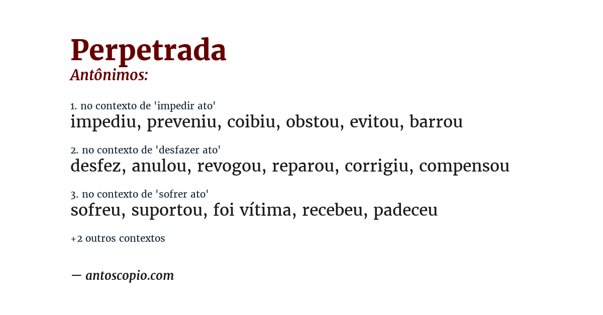 Antônimo de perpetrada