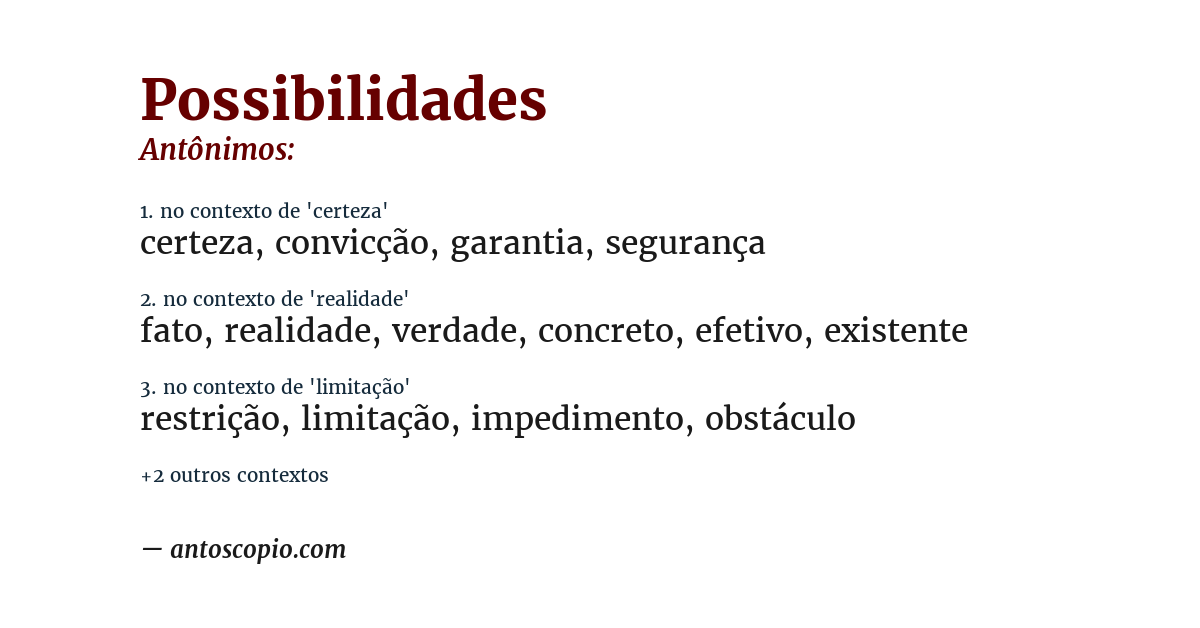 Antônimo de possibilidades